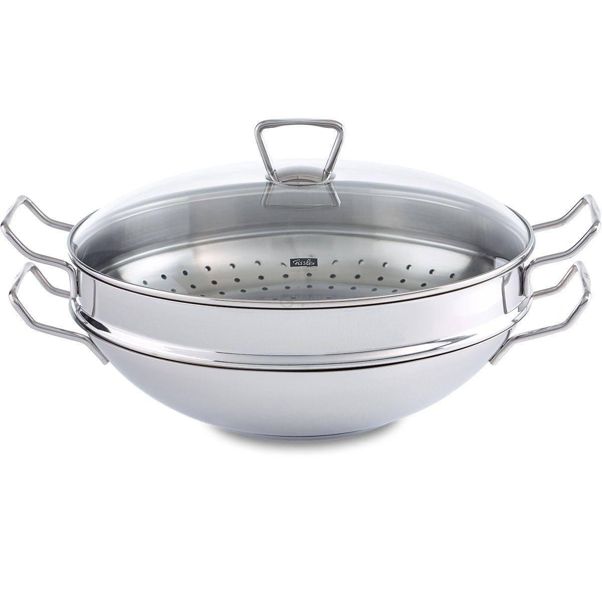 Fissler WOK с крышкой и паровой вставкой 36 см Nanjing | https://grandposuda.com.ua