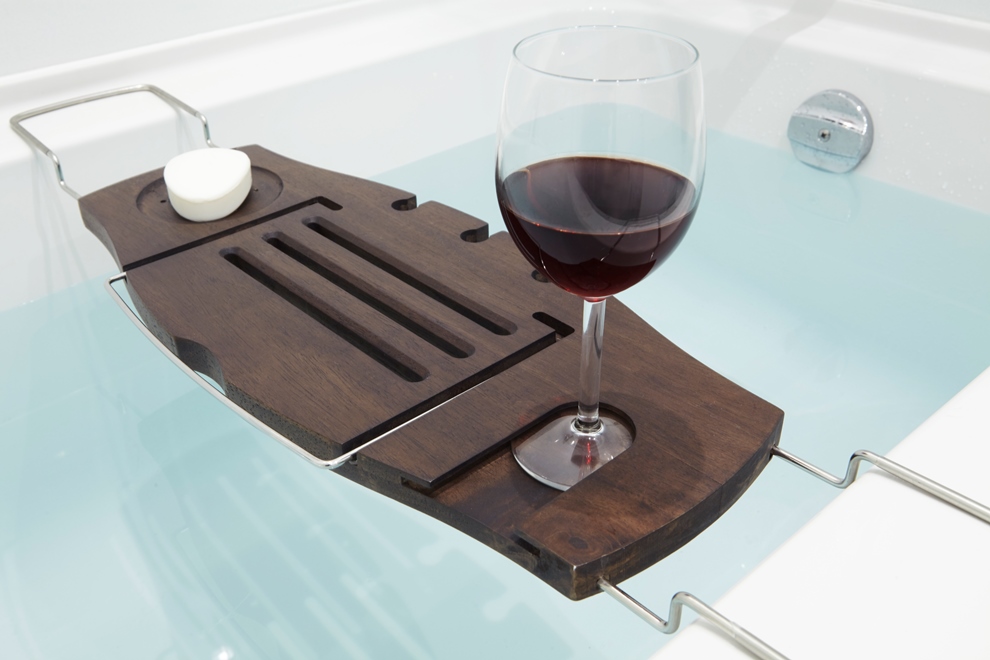 Umbra Полиця для ванної 71,1-94x21,6x3,8 см коричнева Aquala Bathtub Caddy | https://grandposuda.com.ua