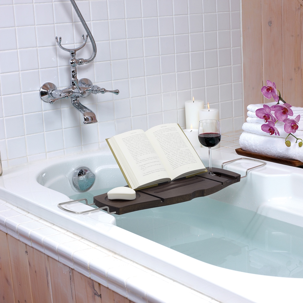 Umbra Полиця для ванної 71,1-94x21,6x3,8 см коричнева Aquala Bathtub Caddy | https://grandposuda.com.ua