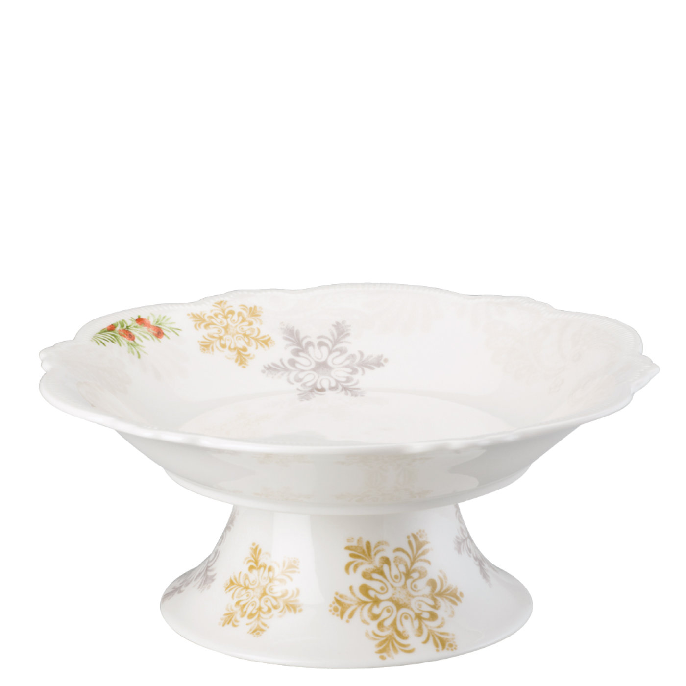 Hutschenreuther Пиала на ножке 25 см Winterromance decorated | https://grandposuda.com.ua