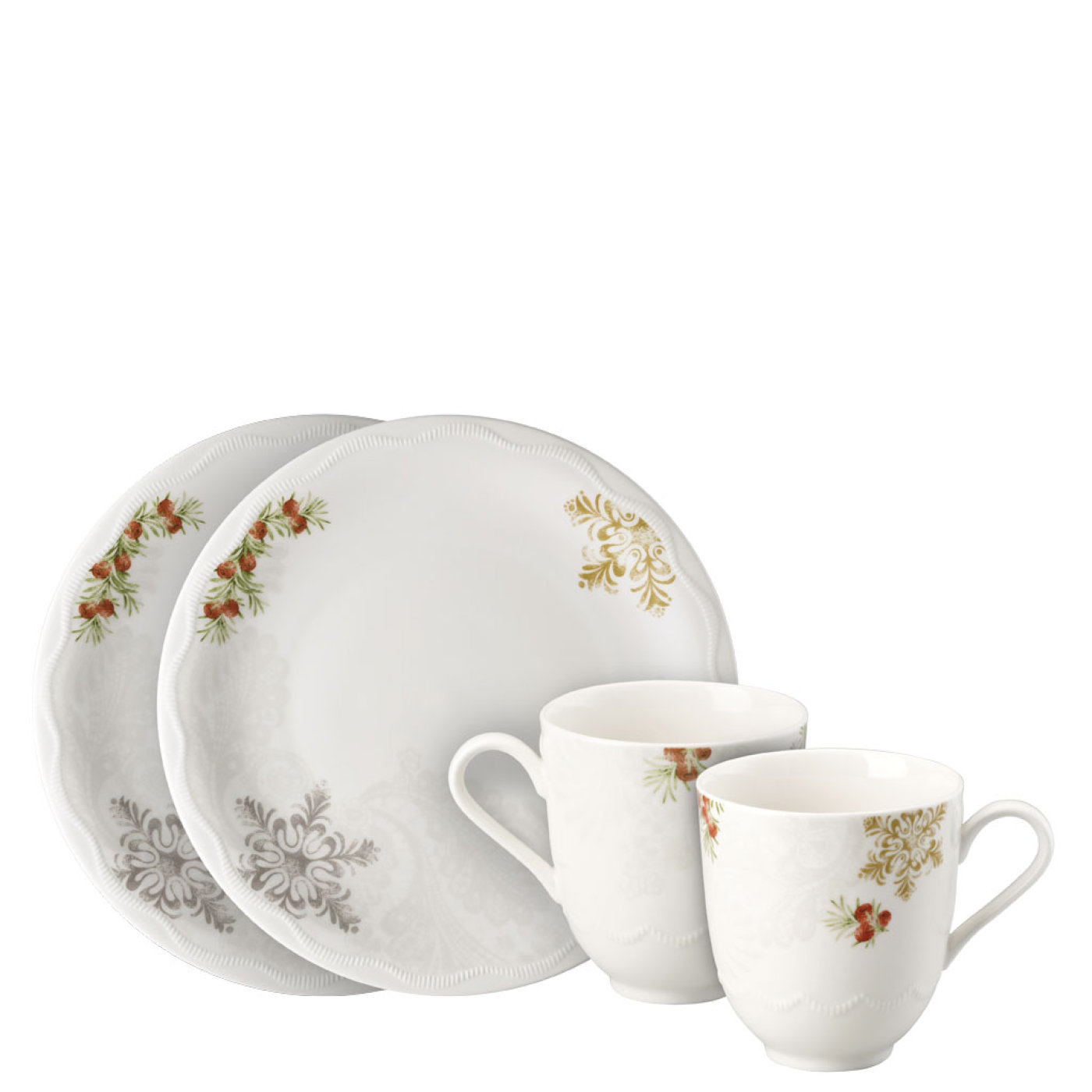 Hutschenreuther Столовый сервиз 4 предмета Winterromance decorated | https://grandposuda.com.ua