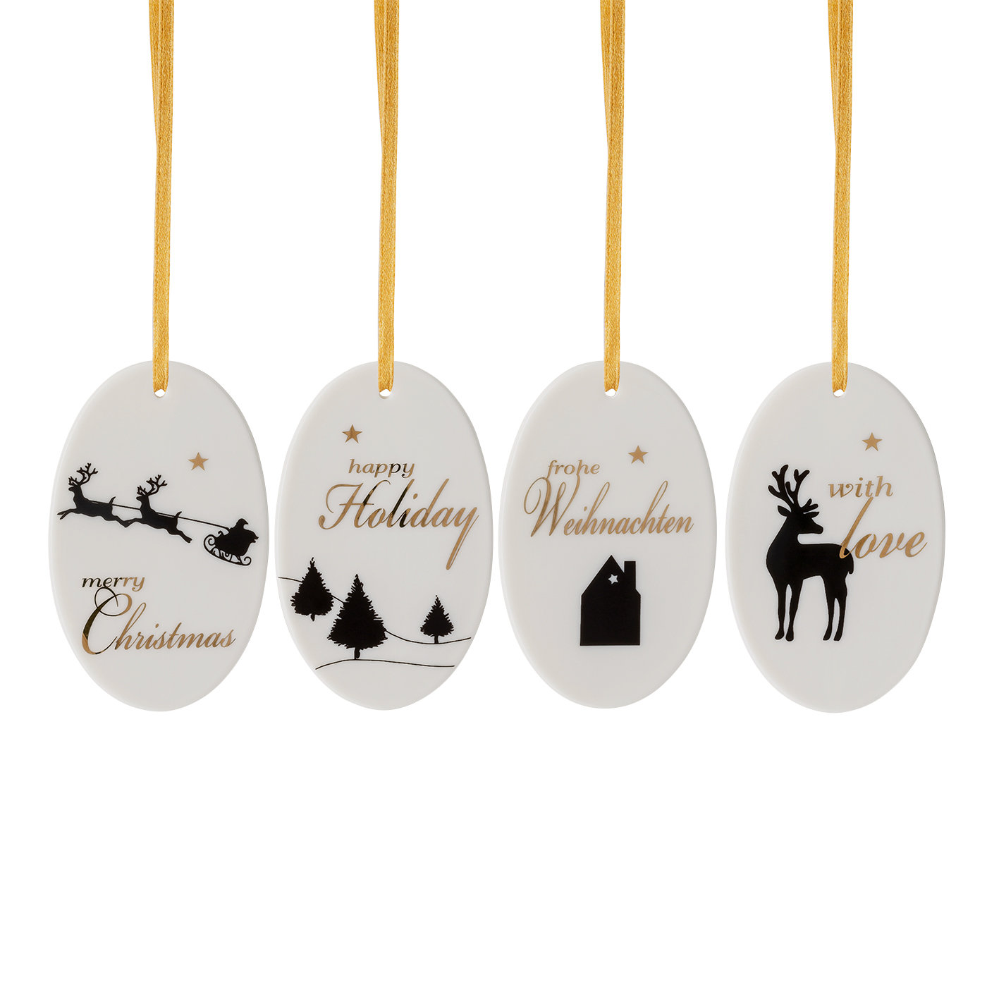 Hutschenreuther Підвіска різдвяна 4 шт. 7,5 x 4,5 см Merry Christmas | https://grandposuda.com.ua