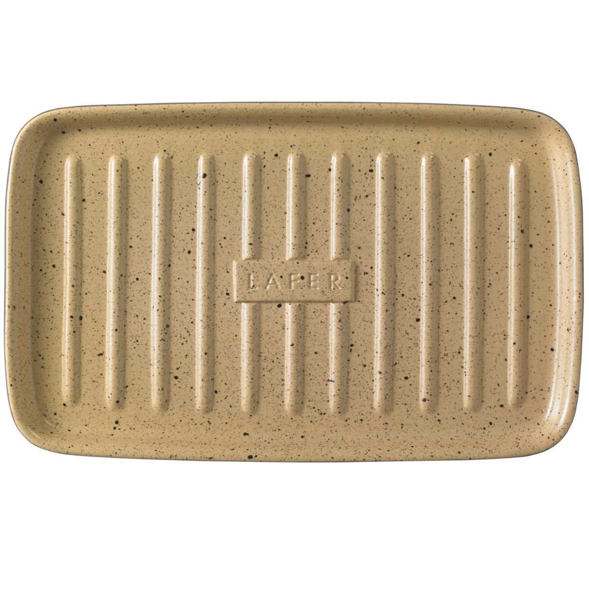 Römertopf Блюдо для гриля з вертикальною решіткою прямокутне, 33 x 23 x 3,5 см, бежеве / чорне, Lafer BBQ | https://grandposuda.com.ua