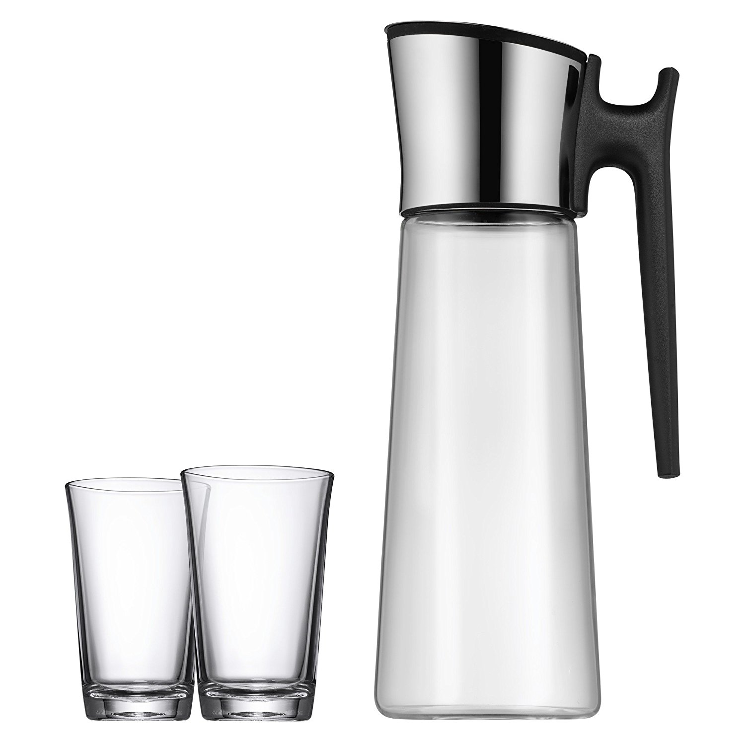WMF Графин для воды с ручкой, черный 1,5 л + 2 стакана 0,25 л Basic | https://grandposuda.com.ua