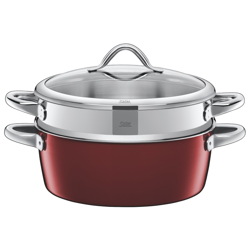 Silit Каструля з парової кошиком / пароварка Ø 28 см Vitaliano Rosso | https://grandposuda.com.ua