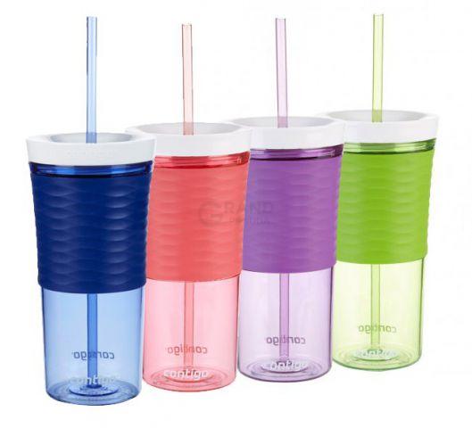 Contigo Стакан с трубочкой лиловый 0,54 л Shake & Go | https://grandposuda.com.ua