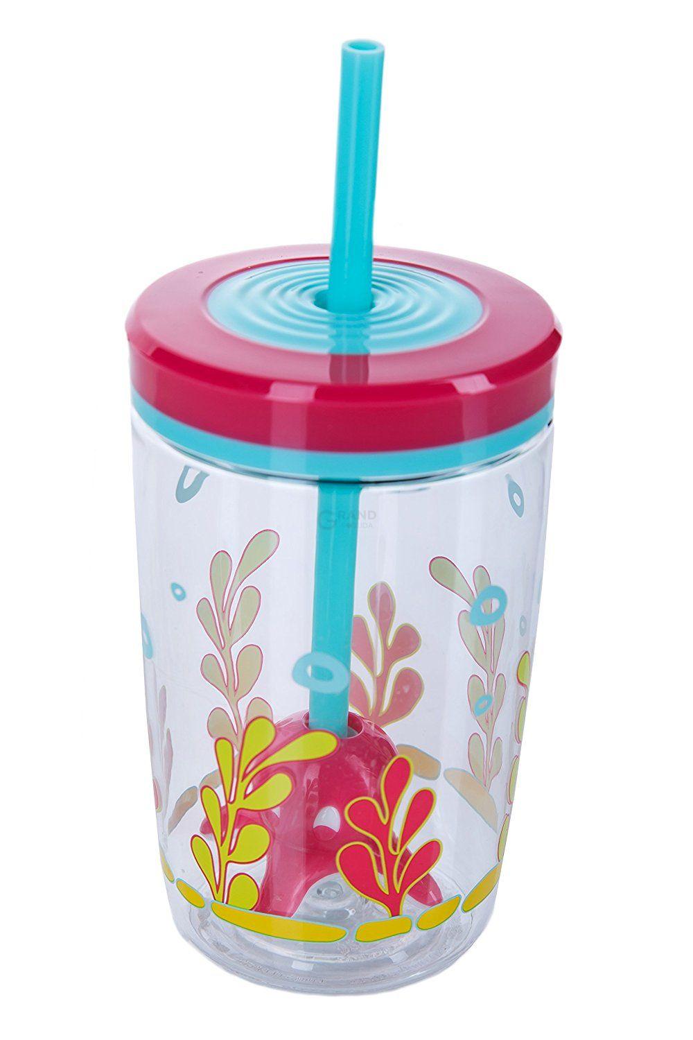 Contigo Стакан дитячий з трубочкою рожевий 0,47 л Floating Straw Tumbler | https://grandposuda.com.ua