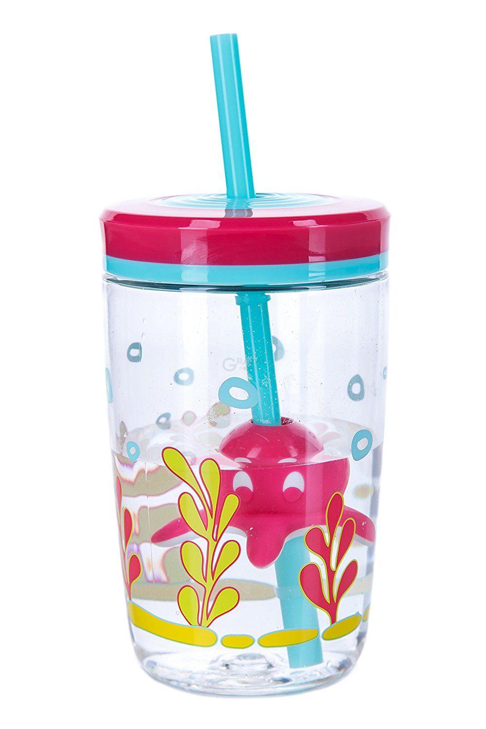 Contigo Стакан дитячий з трубочкою рожевий 0,47 л Floating Straw Tumbler | https://grandposuda.com.ua