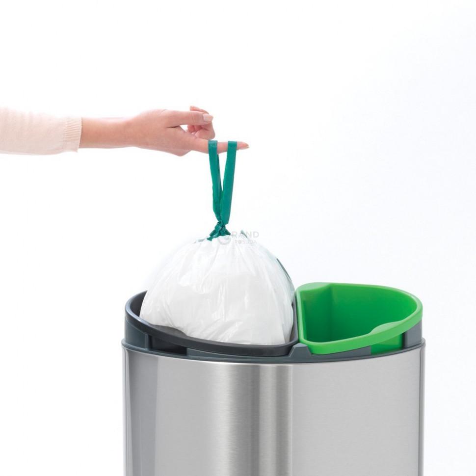 Brabantia Двосекційний сміттєвий бак 10 і 23 л матовий сталевий Touch Bin | https://grandposuda.com.ua