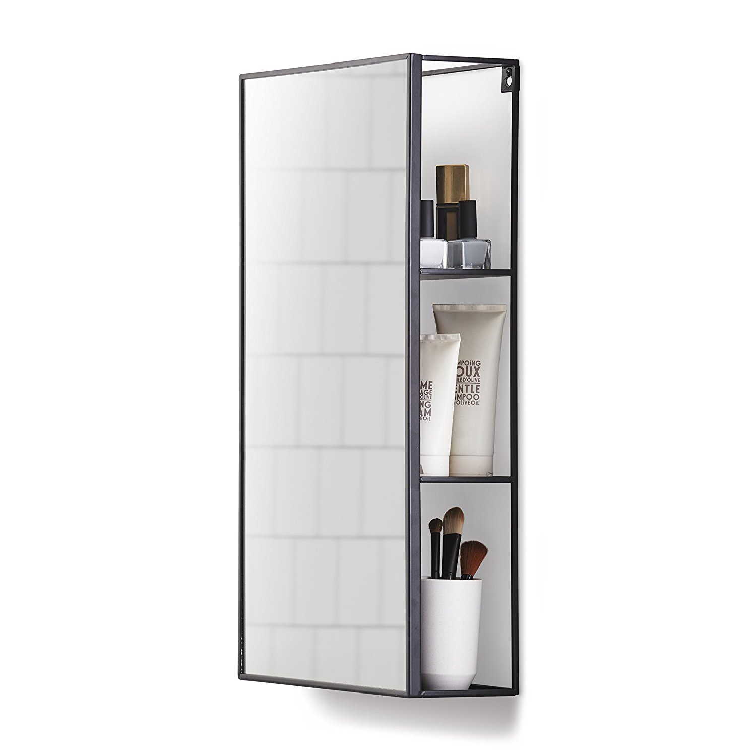 Umbra Зеркало с полками 61x31x13 см черное Cubiko Wandspiegel | https://grandposuda.com.ua