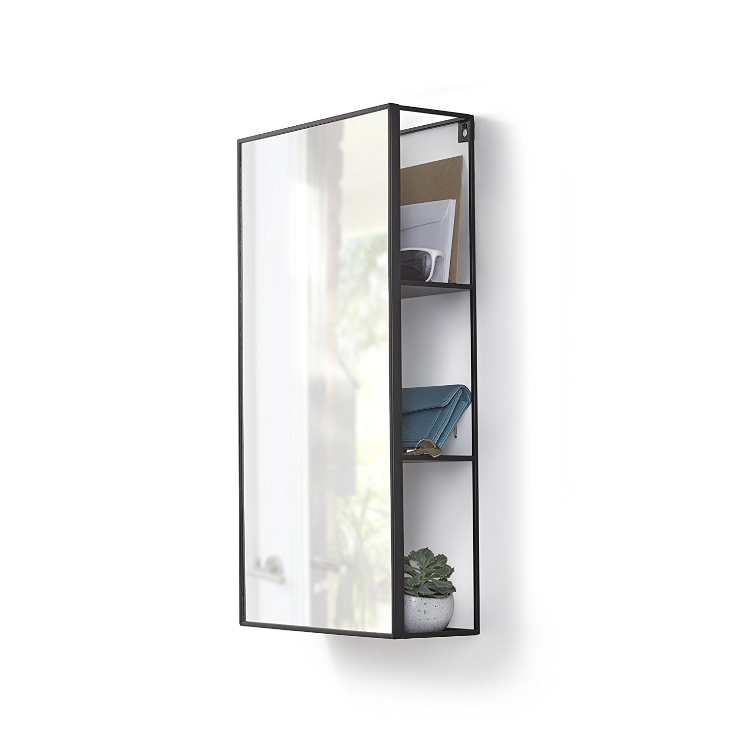 Umbra Зеркало с полками 61x31x13 см черное Cubiko Wandspiegel | https://grandposuda.com.ua