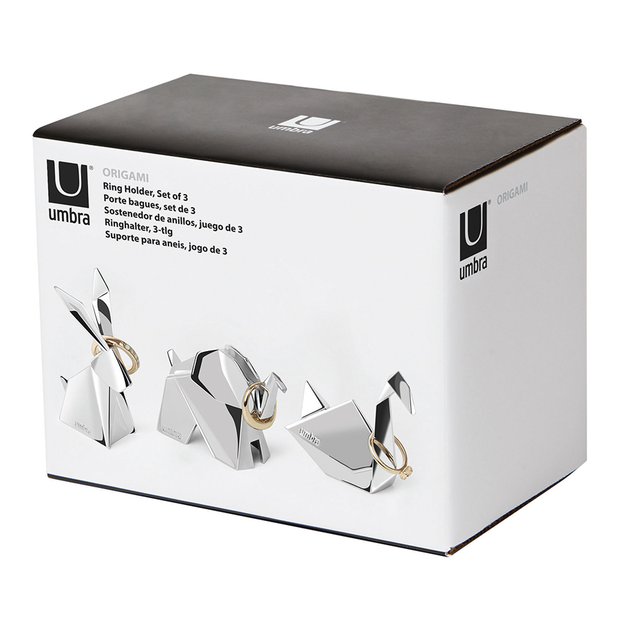 Umbra Подставки для колец (3 шт) 8х8х3,7 см металлик Origami | https://grandposuda.com.ua