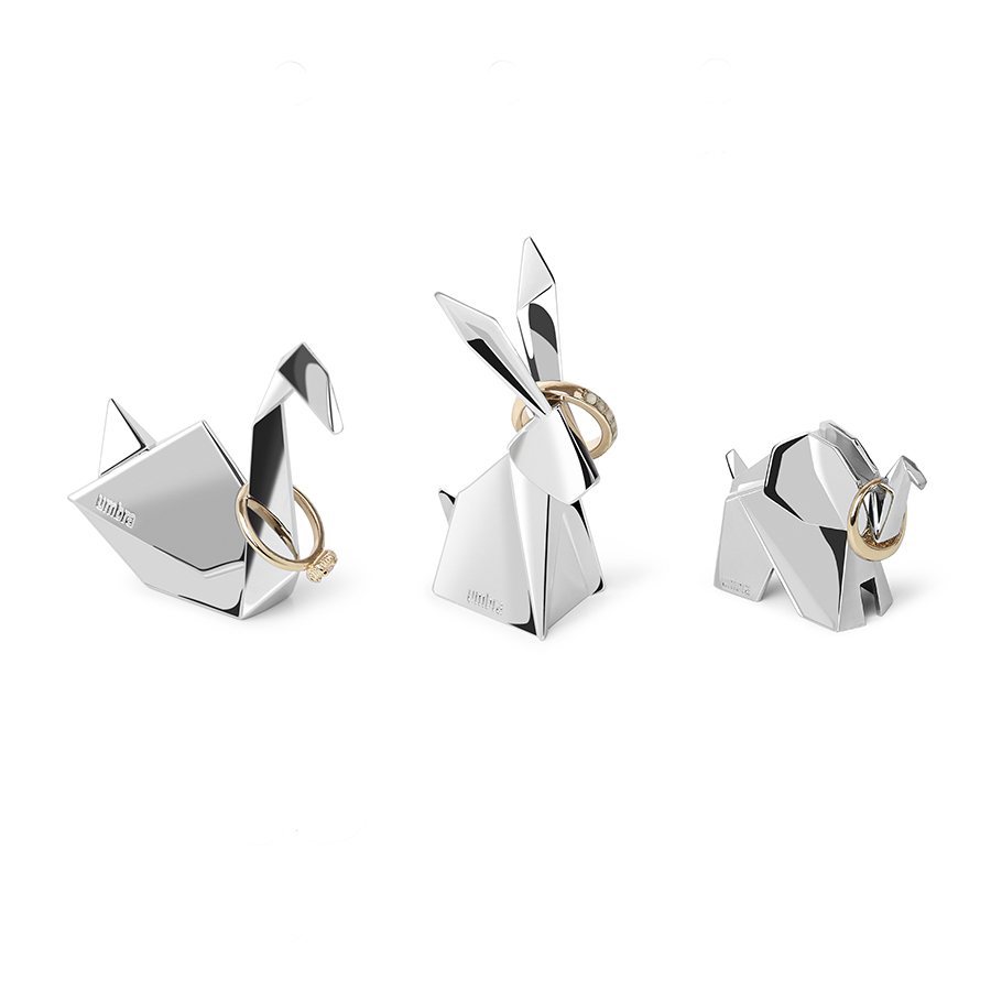 Umbra Підставки для кілець (3 шт) 8х8х3,7 см металік Origami | https://grandposuda.com.ua