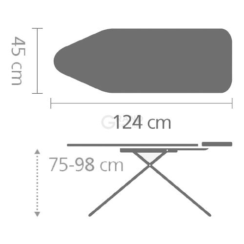 Brabantia Дошка зі стаціонарної підставкою для парової праски 124 x 45 см (С) Pink Santini | https://grandposuda.com.ua