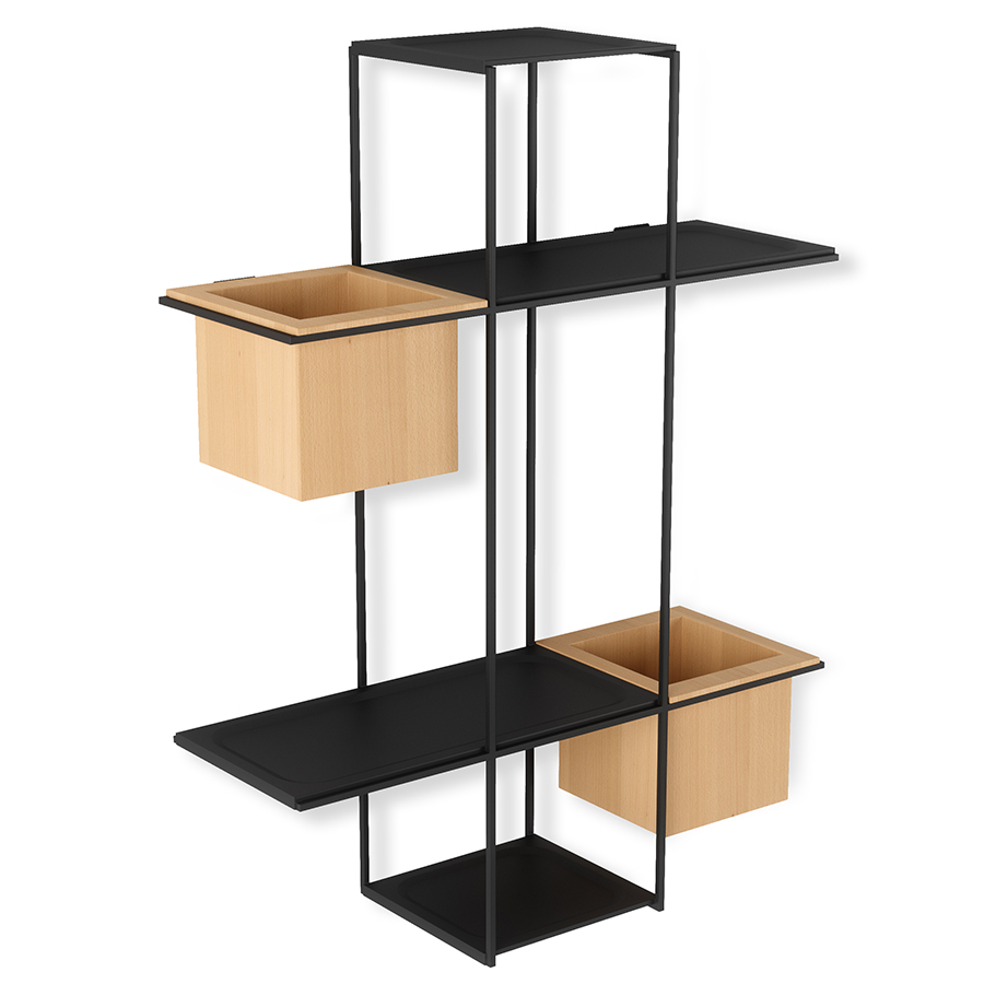 Umbra Полка-органайзер 16 х 48 х 64 см с 2 кашпо Cubist Multi черная | https://grandposuda.com.ua