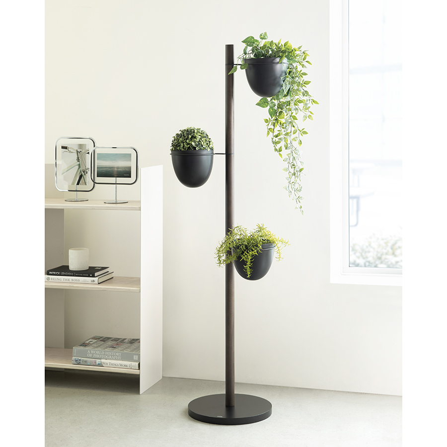 Umbra Подставка для цветов с 3 горшками Floristand Planter темный орех | https://grandposuda.com.ua
