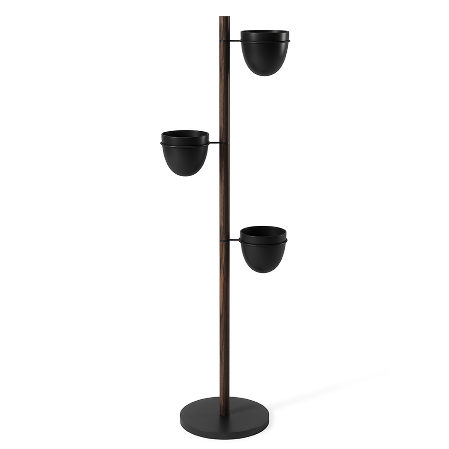 Umbra Подставка для цветов с 3 горшками Floristand Planter темный орех | https://grandposuda.com.ua