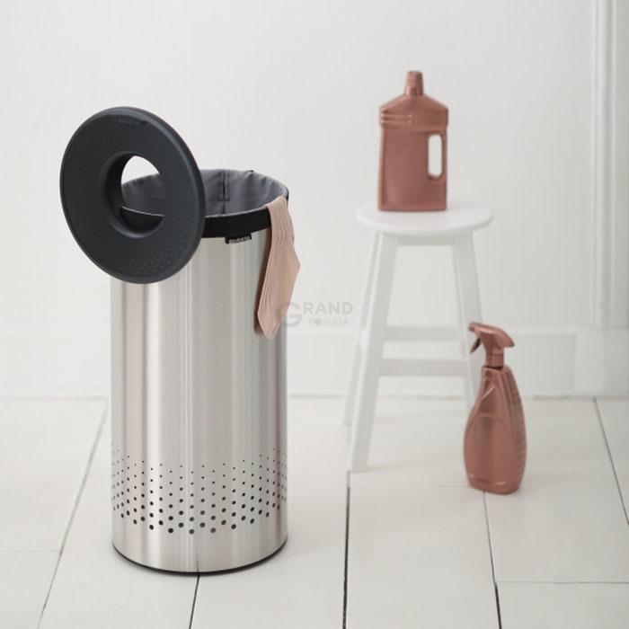 Brabantia Бак для білизни (35л) сталевий матовий з пластиковою кришкою | https://grandposuda.com.ua