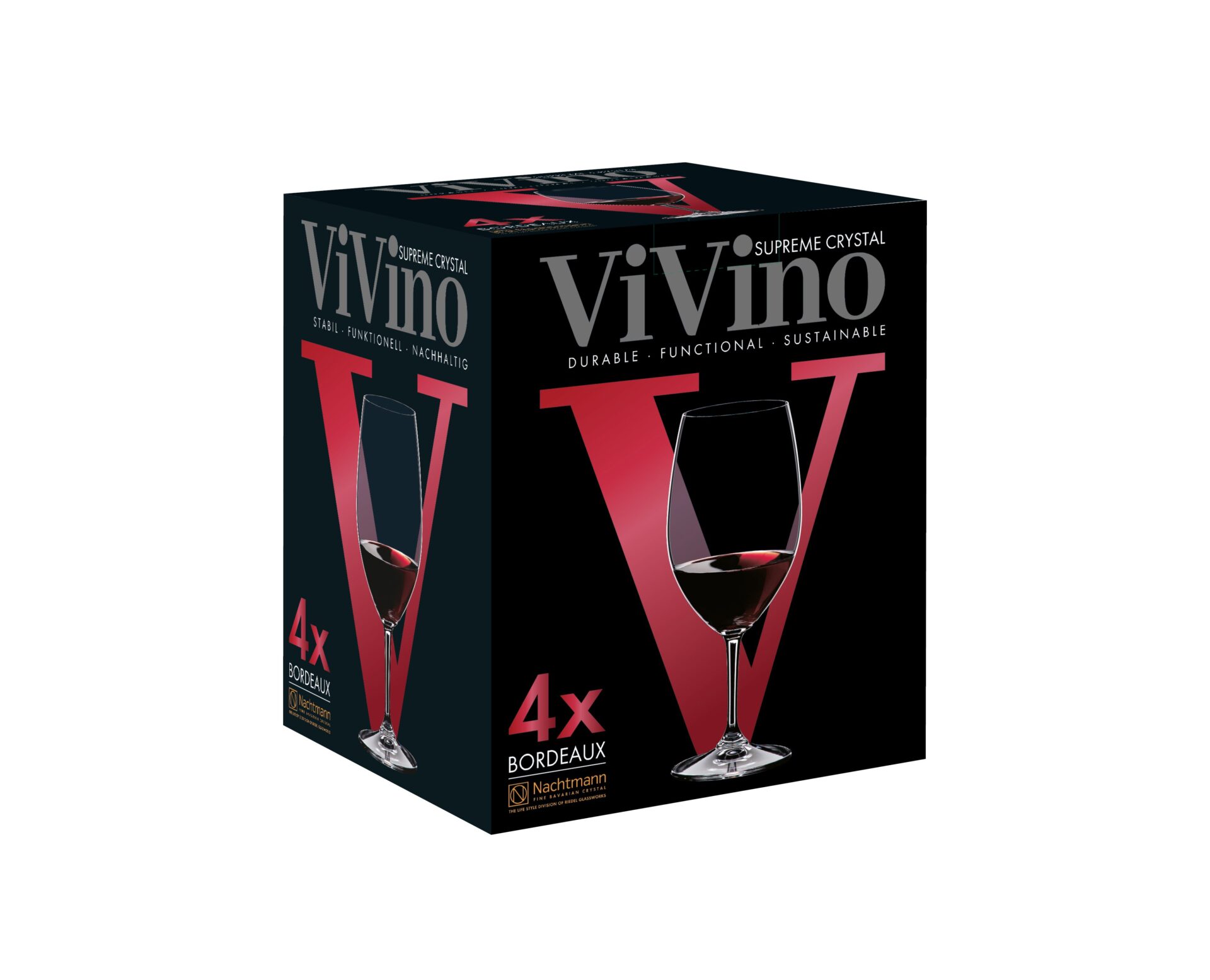 Набор бокалов для красного вина 4 предмета Bordeaux ViVino Nachtmann | https://grandposuda.com.ua