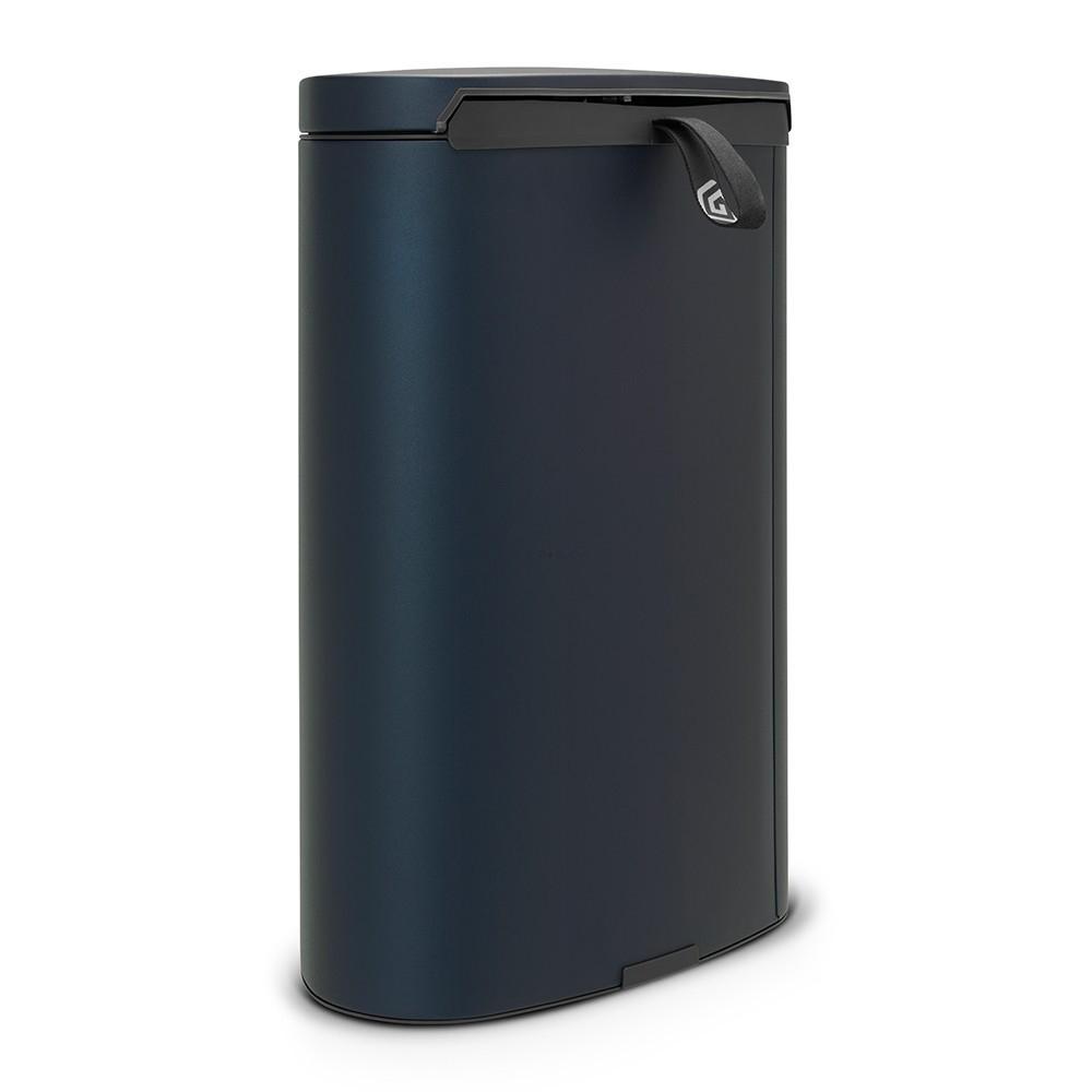 Brabantia Сміттєвий бак з педаллю 40 л безшумний мінерально-синій Flatback + | https://grandposuda.com.ua