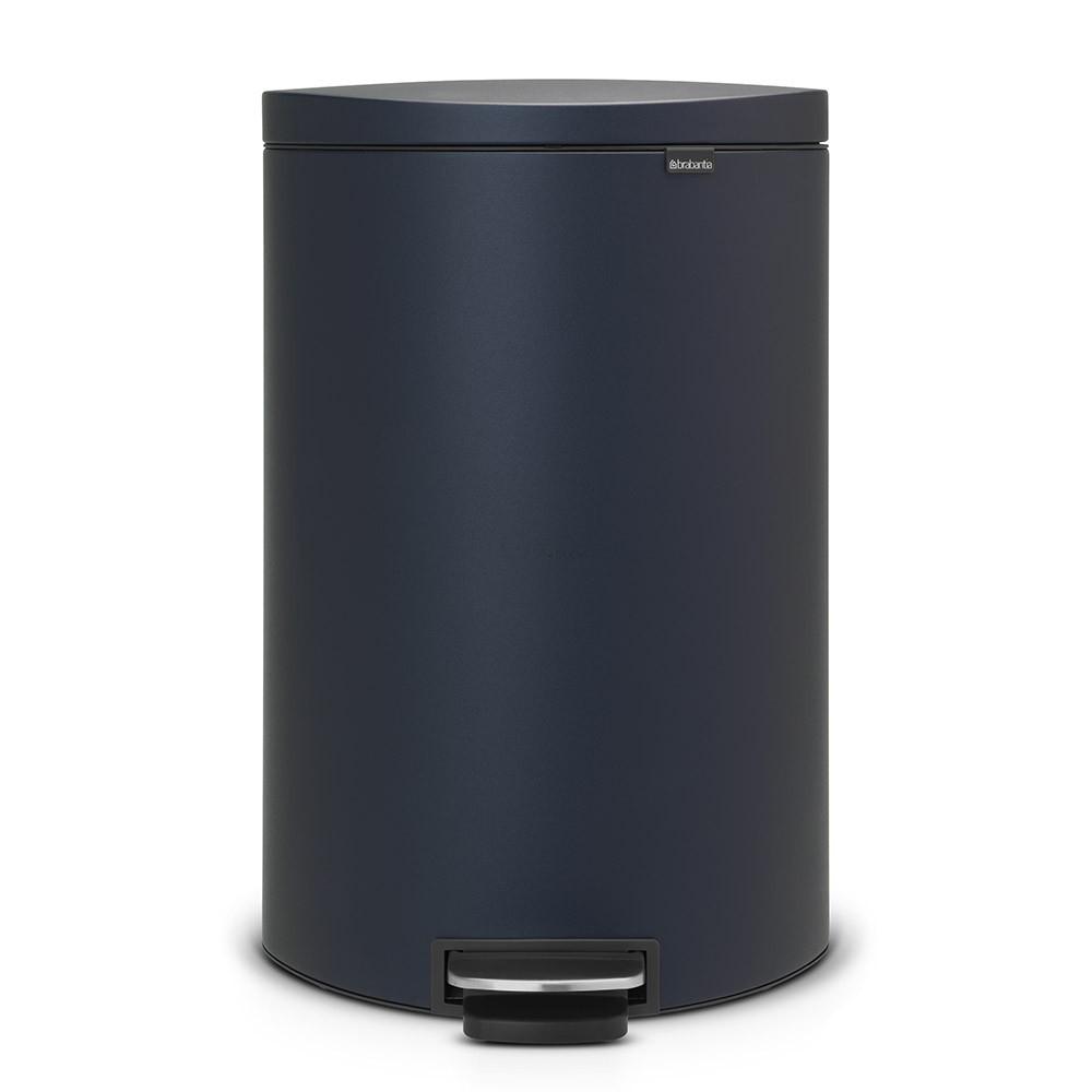 Brabantia Сміттєвий бак з педаллю 40 л безшумний мінерально-синій Flatback + | https://grandposuda.com.ua
