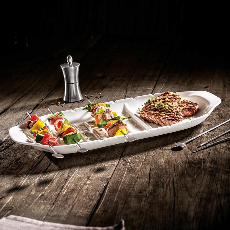 Villeroy & Boch Блюдо сервировочное XL с отделом для шпажек 52 х 22 см BBQ Passion | https://grandposuda.com.ua