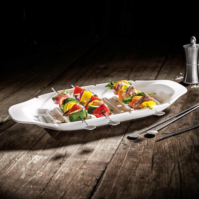 Villeroy & Boch Блюдо сервировочное L с отделом для шпажек 42 х 22 см BBQ Passion | https://grandposuda.com.ua