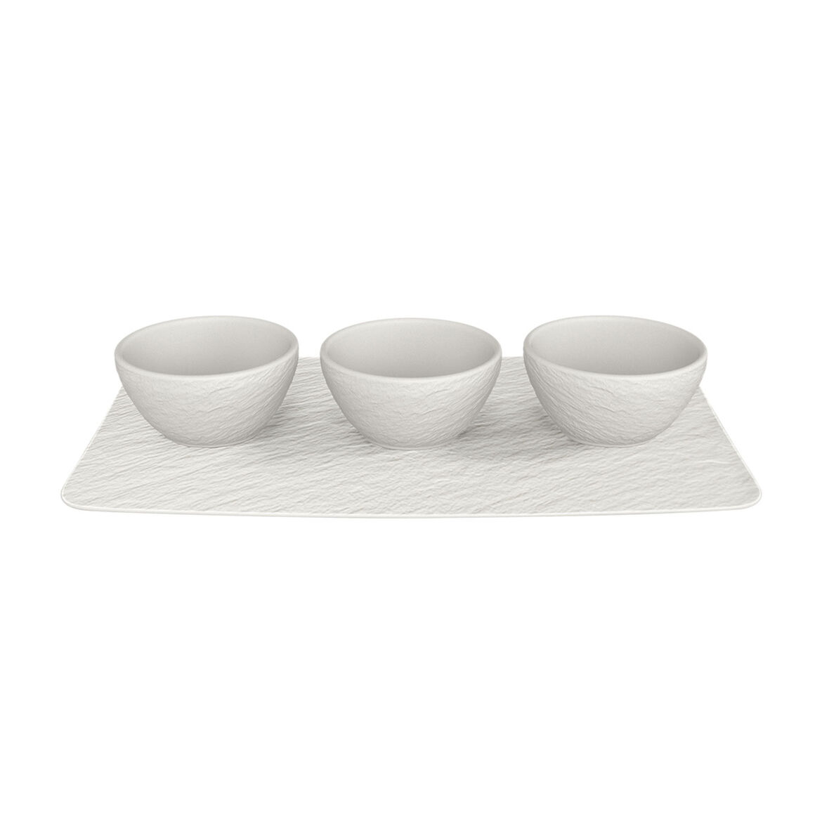 Villeroy & Boch Набор из 3 пиал с блюдом-подставкой White Manufacture Rock Blanc | https://grandposuda.com.ua