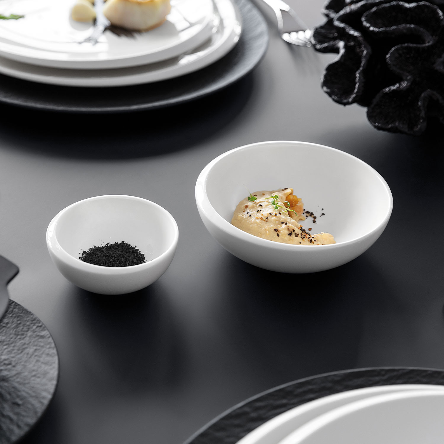 Villeroy & Boch Набор пиал с прямоугольной тарелкой 4 предмета NewMoon | https://grandposuda.com.ua