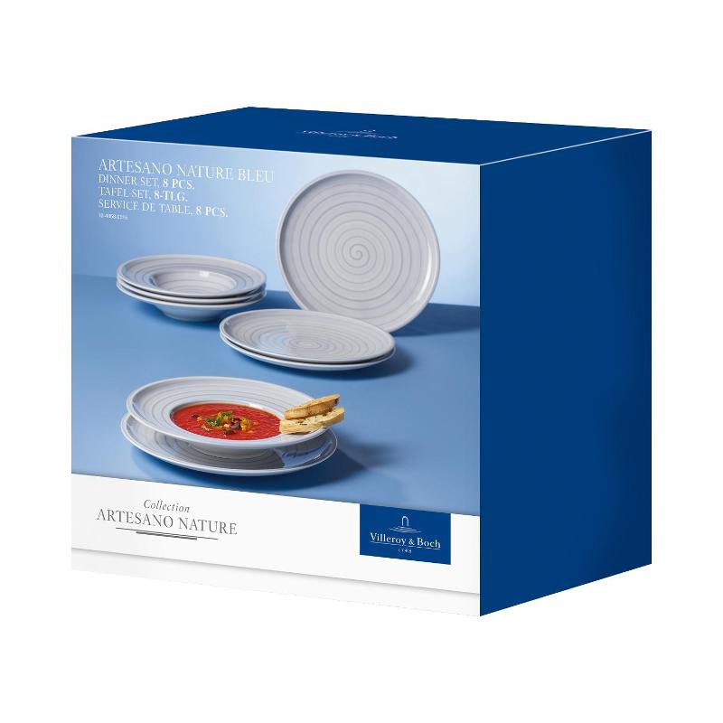 Villeroy & Boch Набор тарелок для ужина 8 предметов Artesano Nature Bleu | https://grandposuda.com.ua