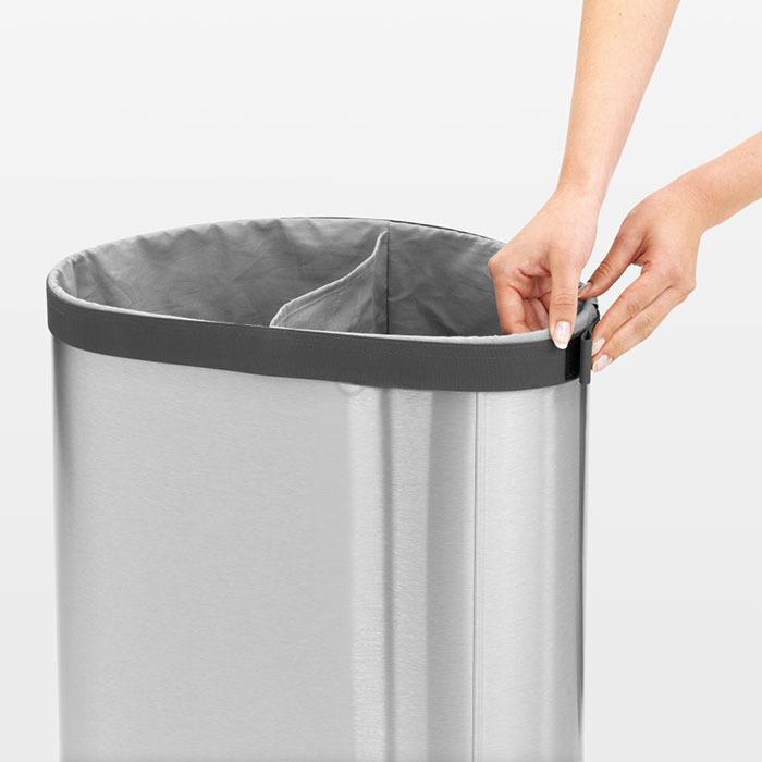 Brabantia Двухсекционный бак для белья (55 л) стальной матовый | https://grandposuda.com.ua