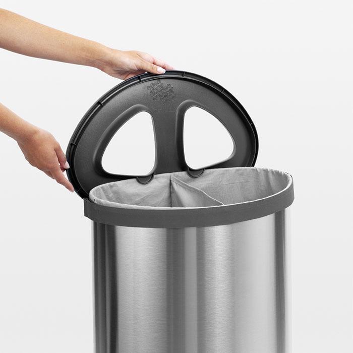 Brabantia Двухсекционный бак для белья (55 л) стальной матовый | https://grandposuda.com.ua