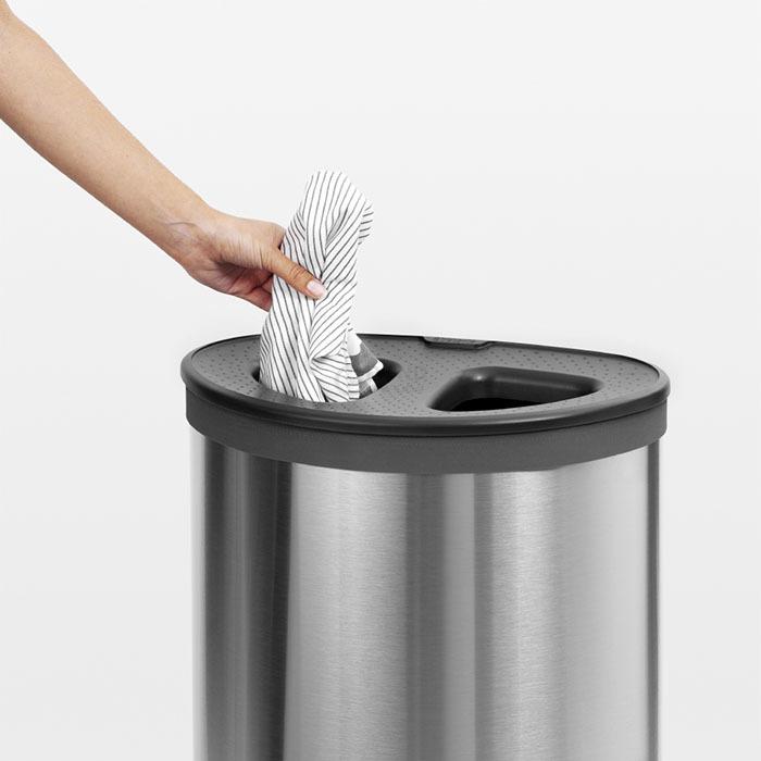 Brabantia Двухсекционный бак для белья (55 л) стальной матовый | https://grandposuda.com.ua