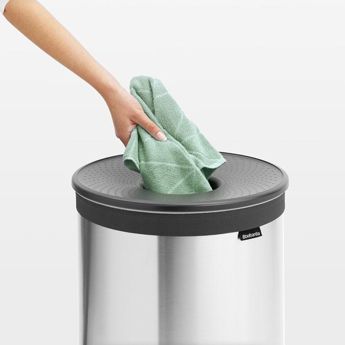 Brabantia Бак для белья (60л) стальной матовый с пластиковой крышкой | https://grandposuda.com.ua
