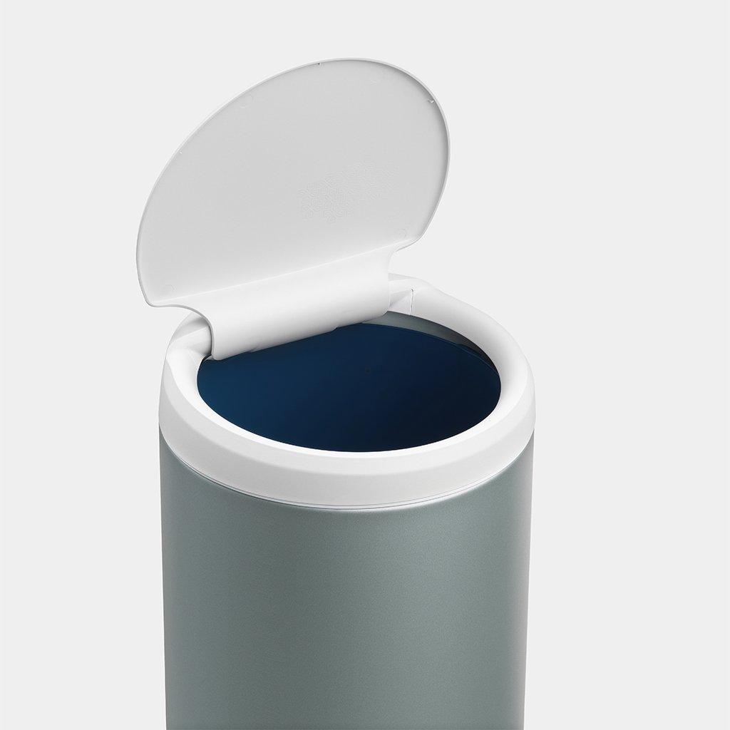 Brabantia Сміттєвий бак 30 л мятний металік, світло-сіра пластикова кришка FlipBin | https://grandposuda.com.ua