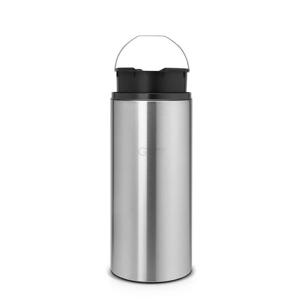 Brabantia Сміттєвий бак 30 л матовий сталевий з захистом від відбитків пальців, темно-сіра пластикова кришка FlipBin | https://grandposuda.com.ua