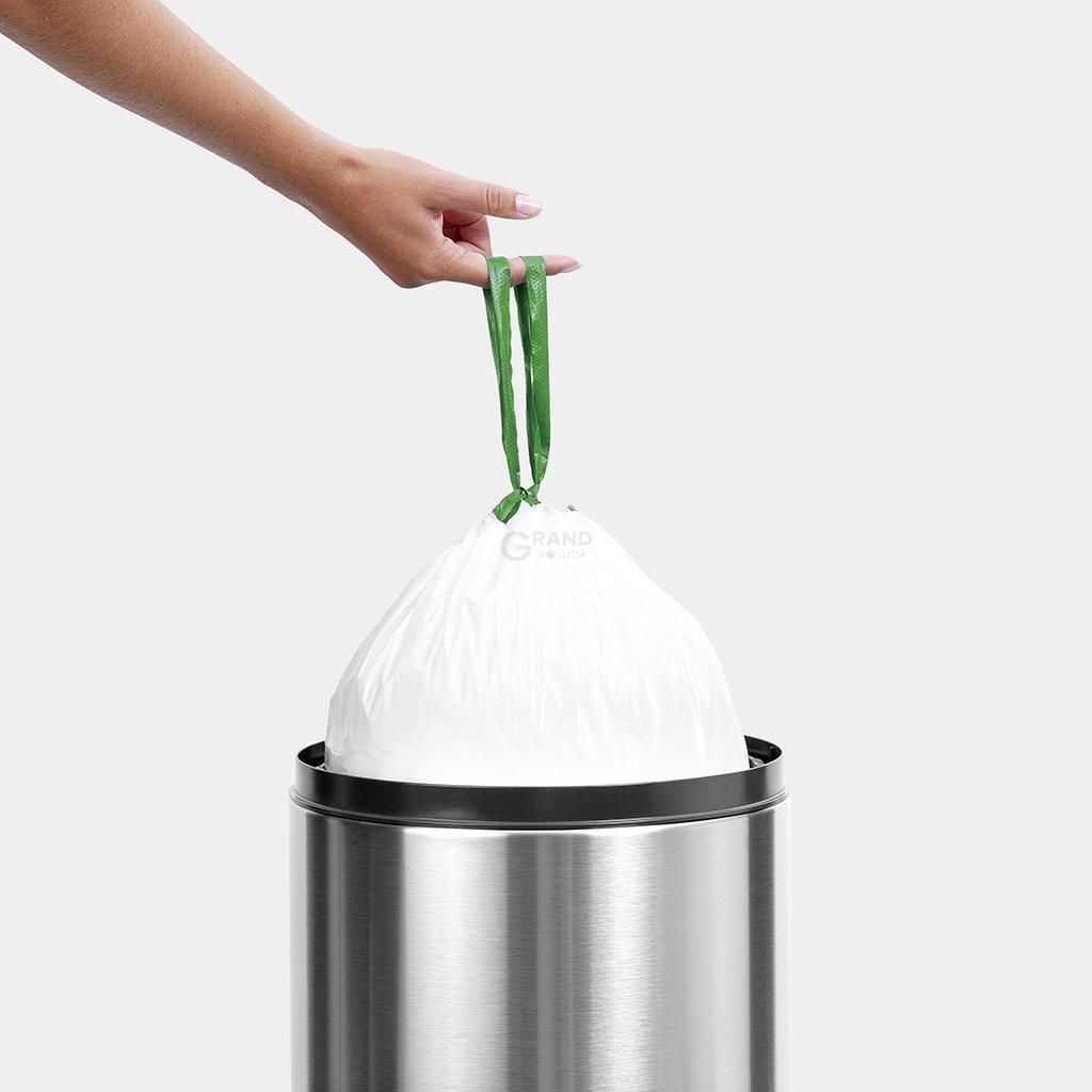 Brabantia Сміттєвий бак 30 л матовий сталевий з захистом від відбитків пальців, темно-сіра пластикова кришка FlipBin | https://grandposuda.com.ua