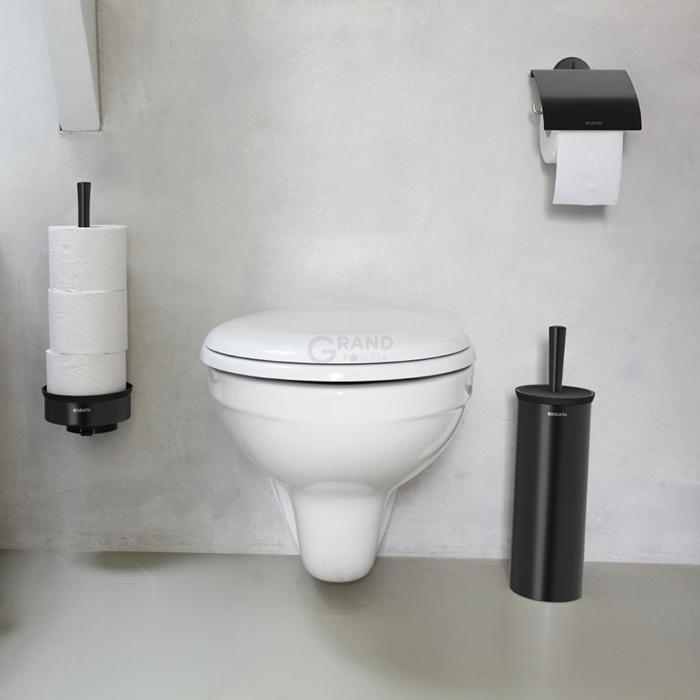 Brabantia Тримач для туалетного паперу матовий чорний Classic | https://grandposuda.com.ua