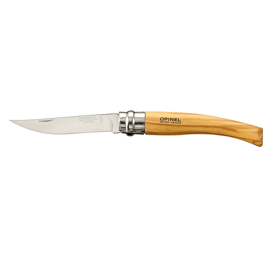 Opinel Ніж з чохлом 10 см металік / олива Slim | https://grandposuda.com.ua