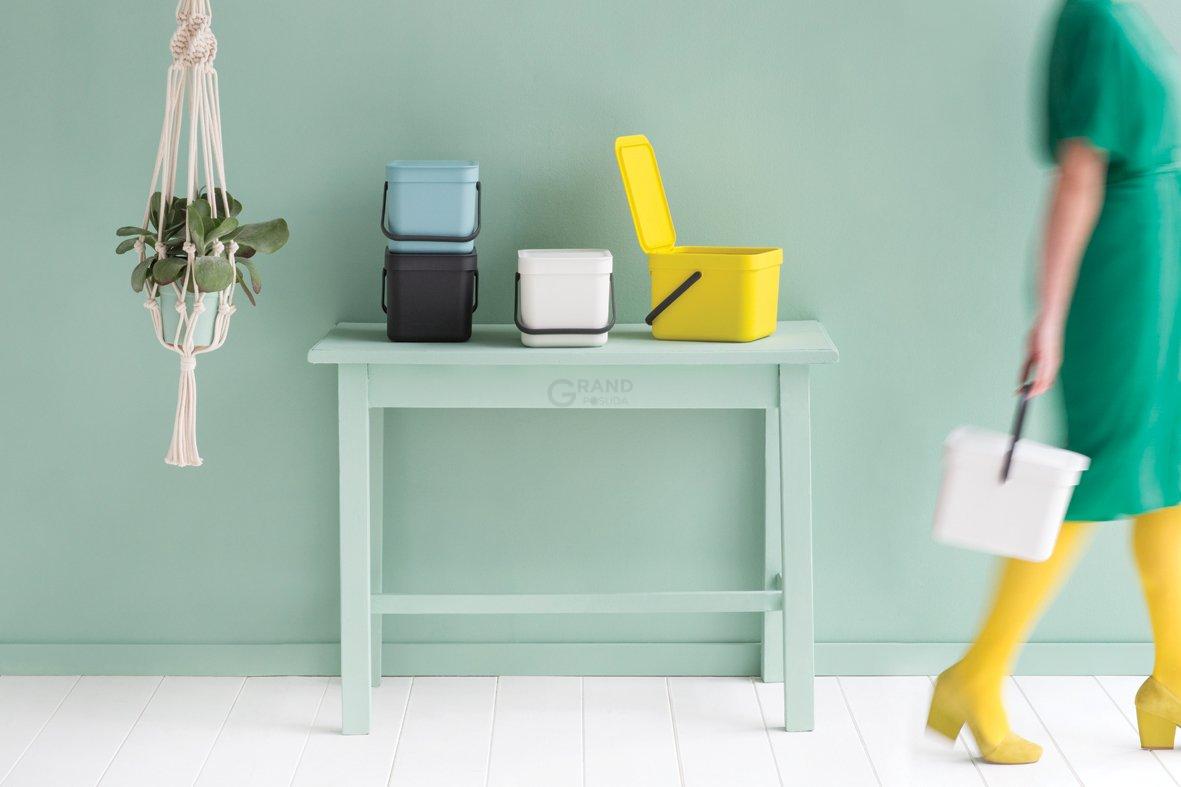 Brabantia Мусорное ведро 6 л мятное Sort&Go | https://grandposuda.com.ua