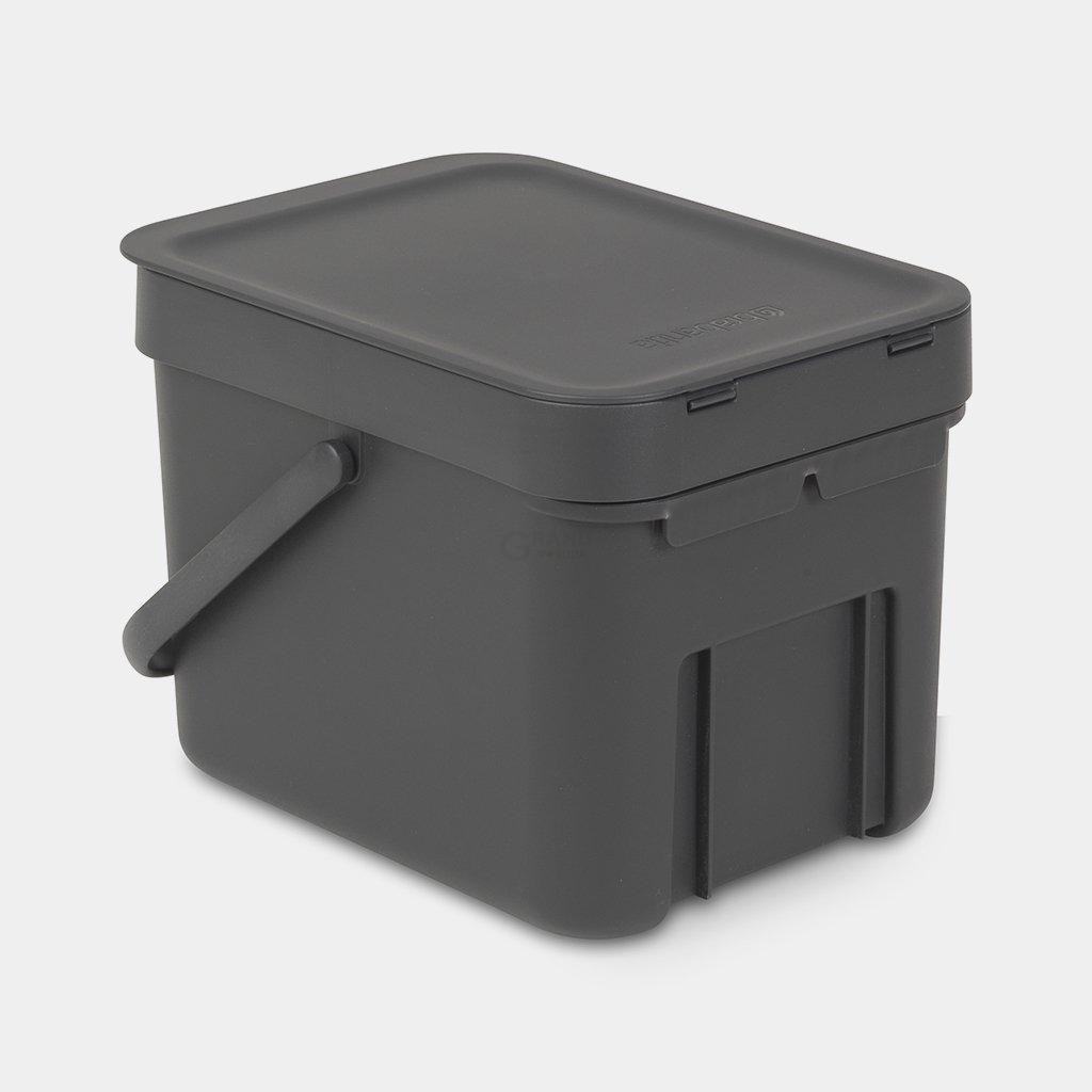 Brabantia Мусорное ведро 6 л серое Sort&Go | https://grandposuda.com.ua