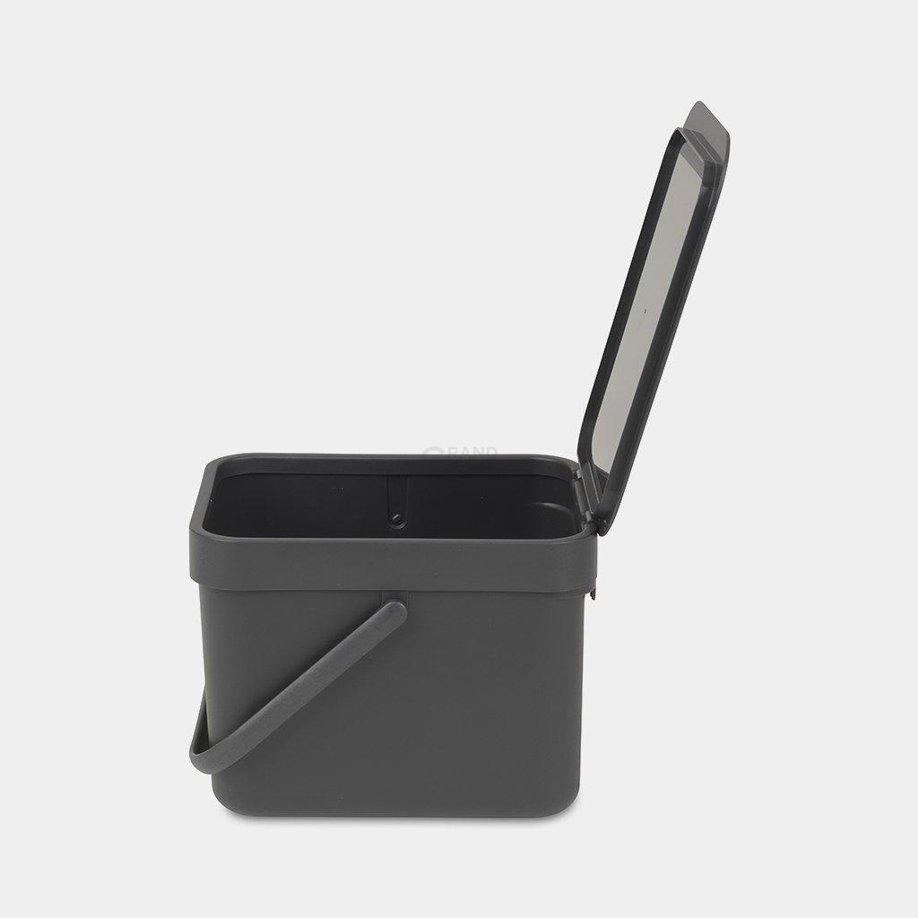Brabantia Мусорное ведро 6 л серое Sort&Go | https://grandposuda.com.ua