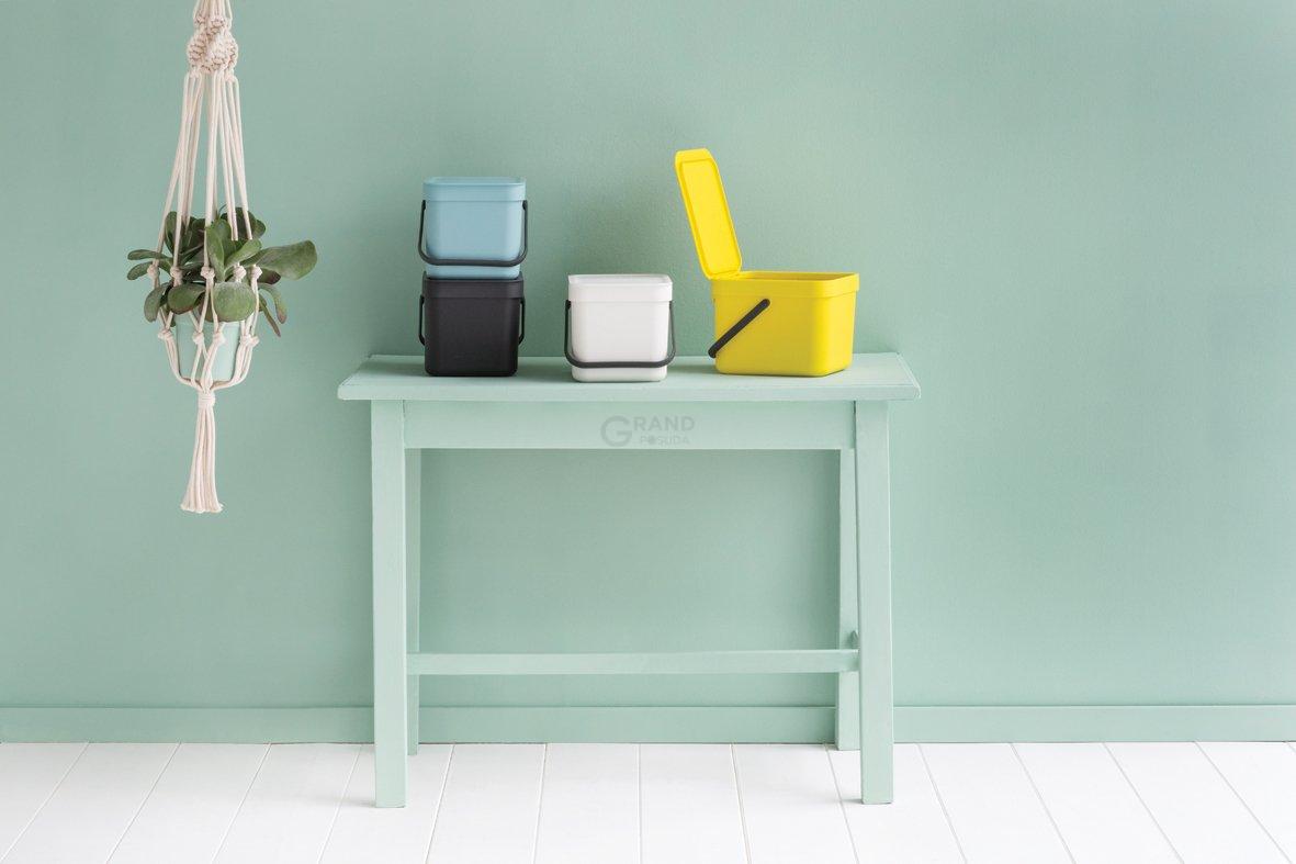 Brabantia Мусорное ведро 6 л серое Sort&Go | https://grandposuda.com.ua