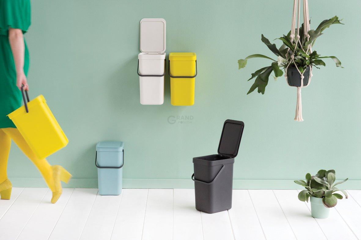 Brabantia Мусорное ведро 12 л мятное Sort&Go | https://grandposuda.com.ua
