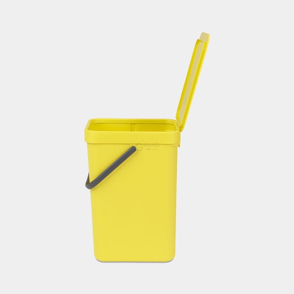 Brabantia Відро для сміття 12 л жовте Sort Go | https://grandposuda.com.ua