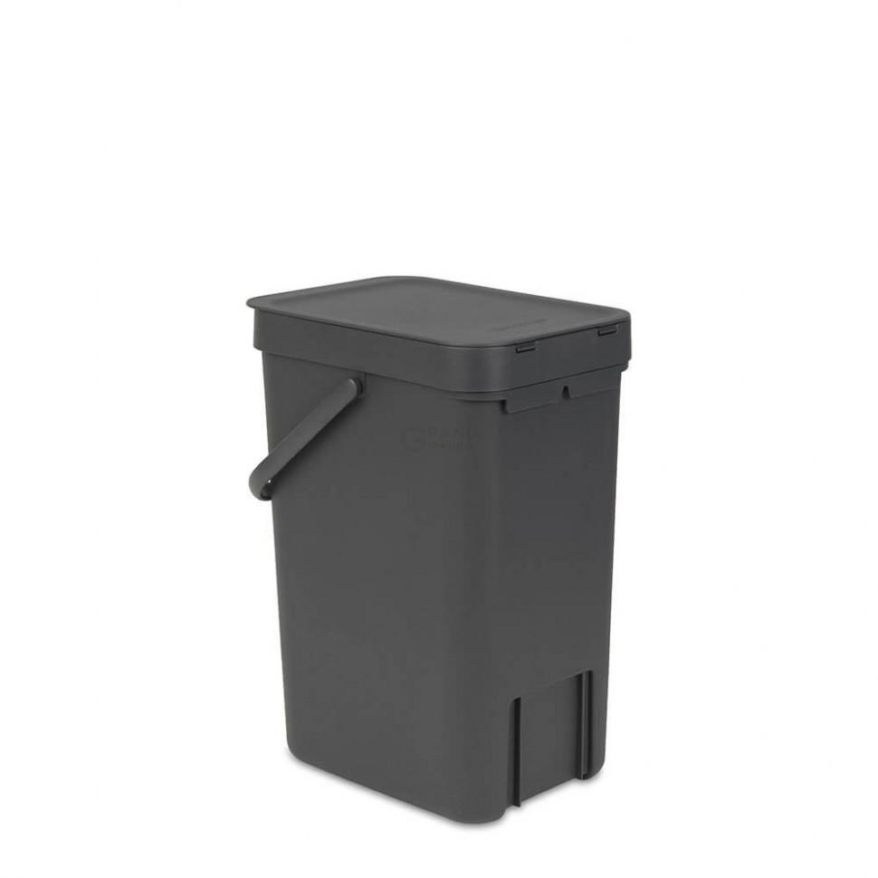 Brabantia Мусорное ведро 12 л серое Sort&Go | https://grandposuda.com.ua