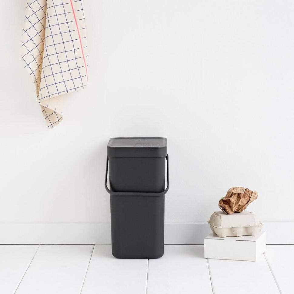 Brabantia Мусорное ведро 12 л серое Sort&Go | https://grandposuda.com.ua