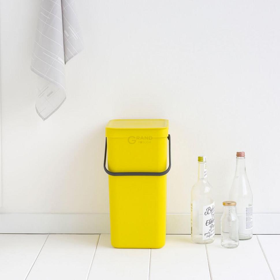 Brabantia Відро для сміття 16 л жовте Sort Go | https://grandposuda.com.ua