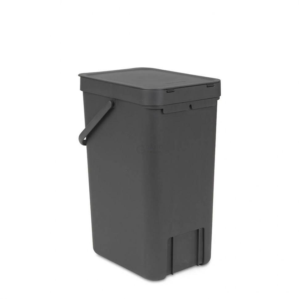 Brabantia Мусорное ведро 16 л серое Sort&Go | https://grandposuda.com.ua