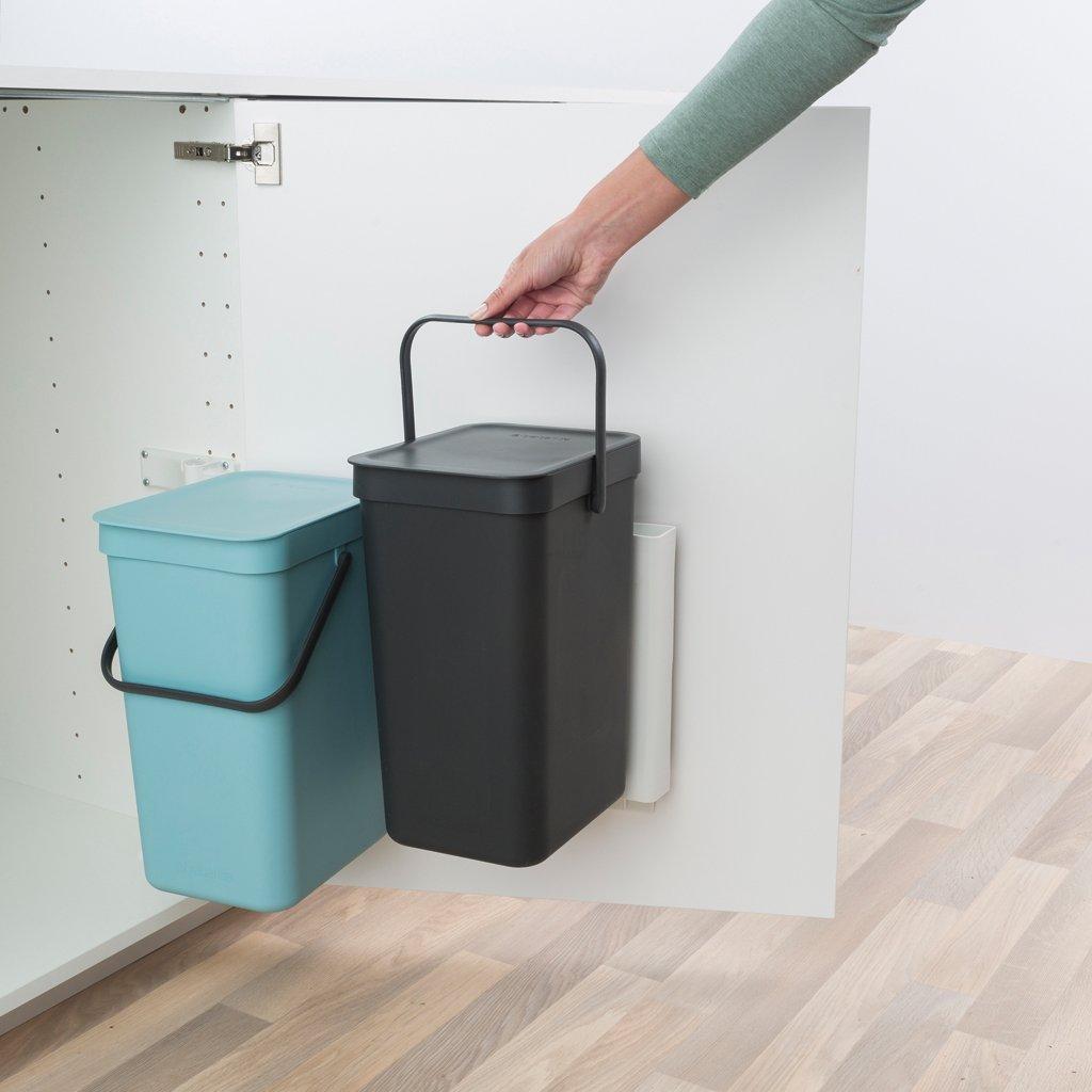 Brabantia Набір вбудованих сміттєвих відер 2 х 16 л мятний / чорний Sort Go | https://grandposuda.com.ua